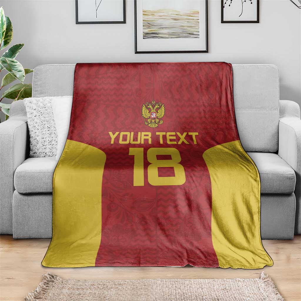 Custom Russia Football Blanket Nashi Parni Khokhloma Style - Red - Wonder Print Shop