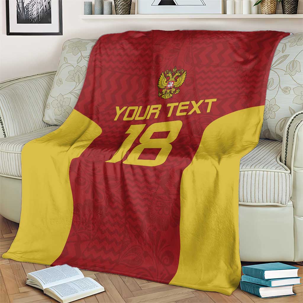 Custom Russia Football Blanket Nashi Parni Khokhloma Style - Red - Wonder Print Shop