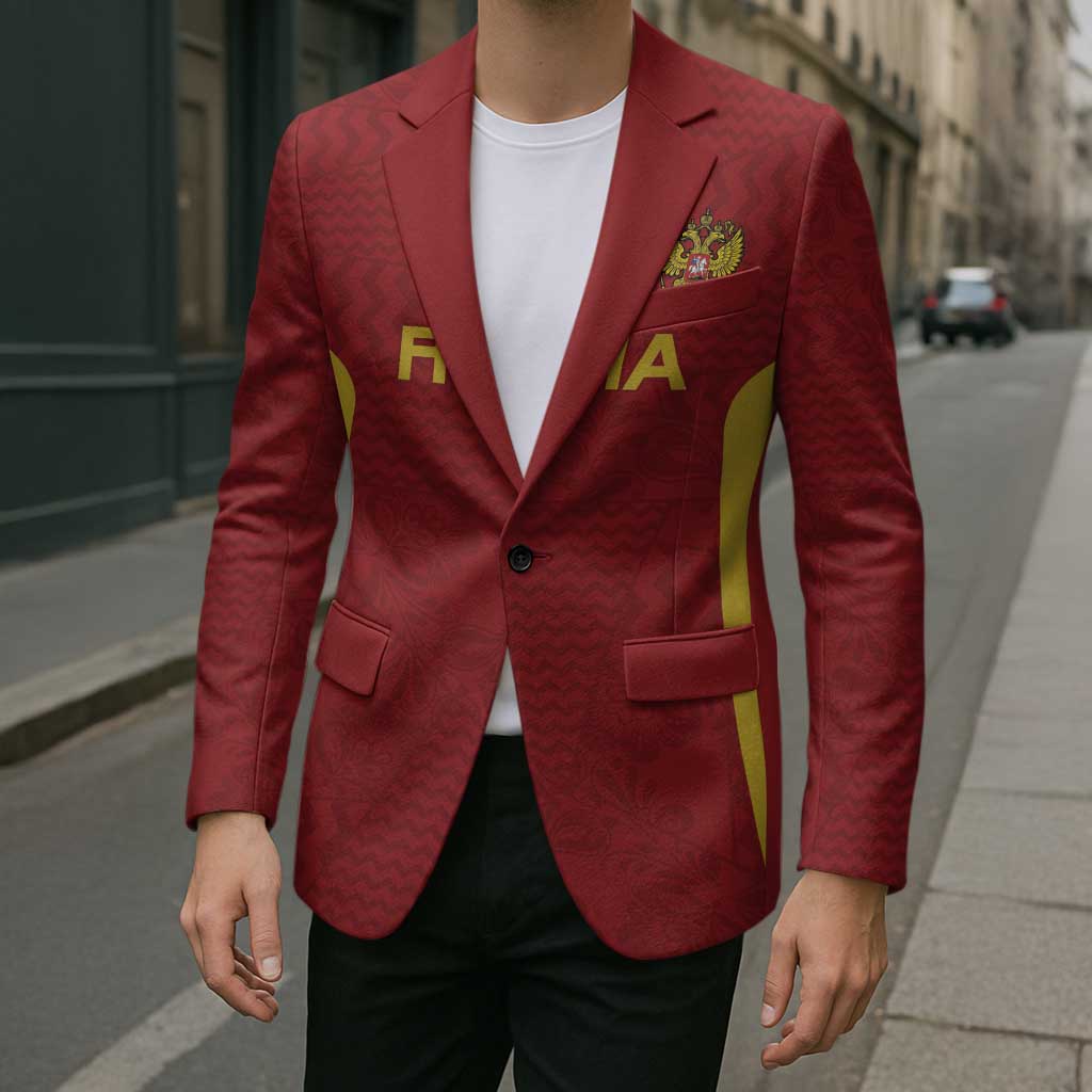 Custom Russia Football Blazer Nashi Parni Khokhloma Style - Red - Wonder Print Shop