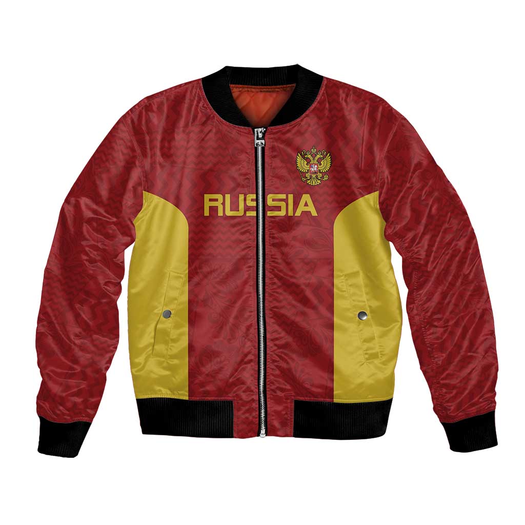 Custom Russia Football Bomber Jacket Nashi Parni Khokhloma Style - Red - Wonder Print Shop