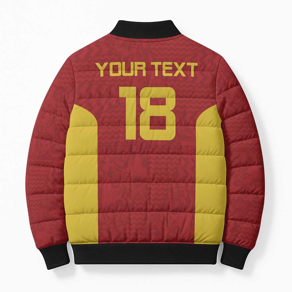 Custom Russia Football Bomber Puffer Jacket Nashi Parni Khokhloma Style - Red - Wonder Print Shop