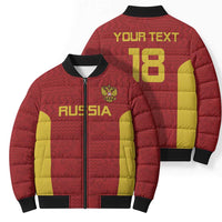Custom Russia Football Bomber Puffer Jacket Nashi Parni Khokhloma Style - Red - Wonder Print Shop