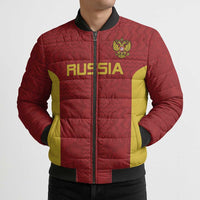 Custom Russia Football Bomber Puffer Jacket Nashi Parni Khokhloma Style - Red - Wonder Print Shop