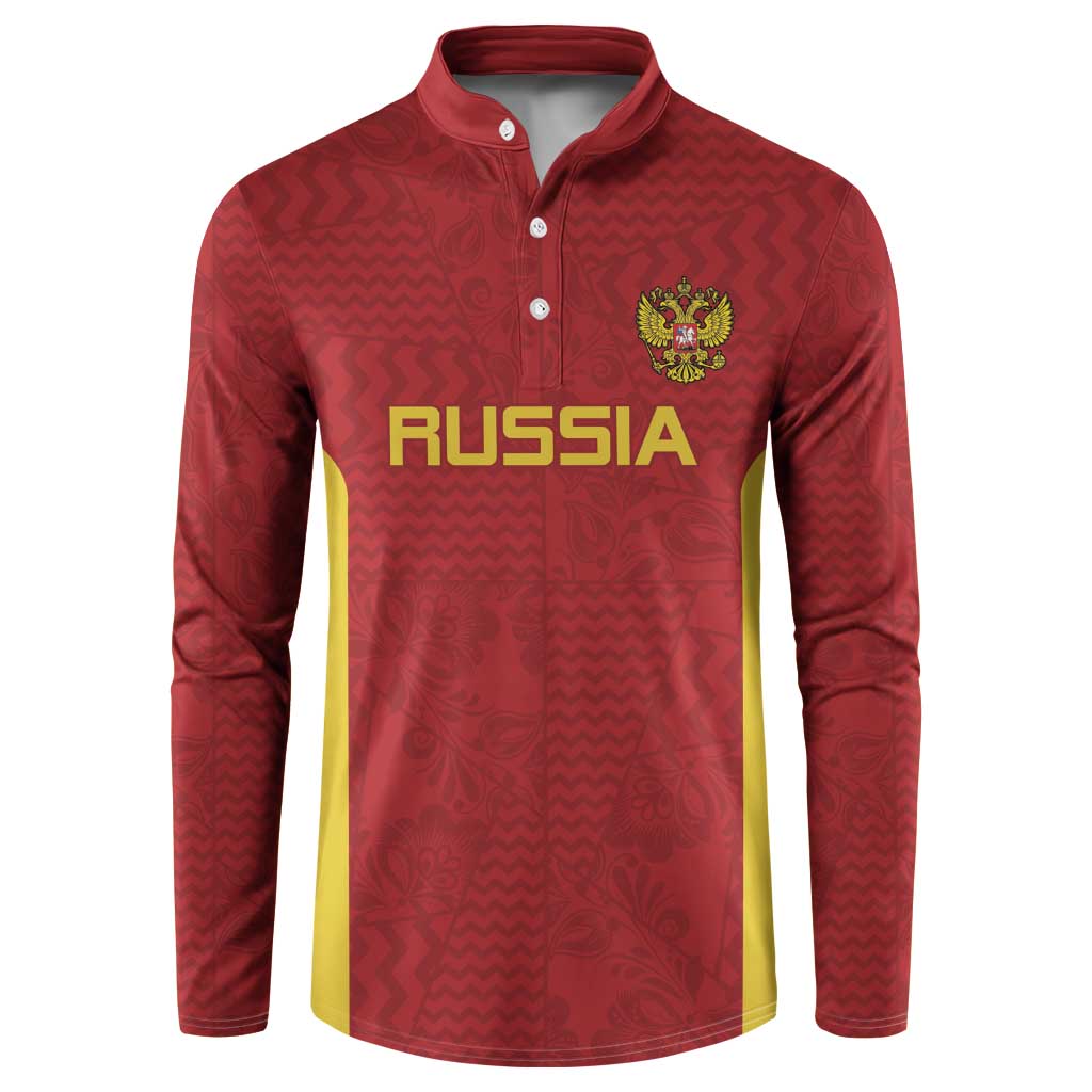 Custom Russia Football Button Sweatshirt Nashi Parni Khokhloma Style - Red - Wonder Print Shop