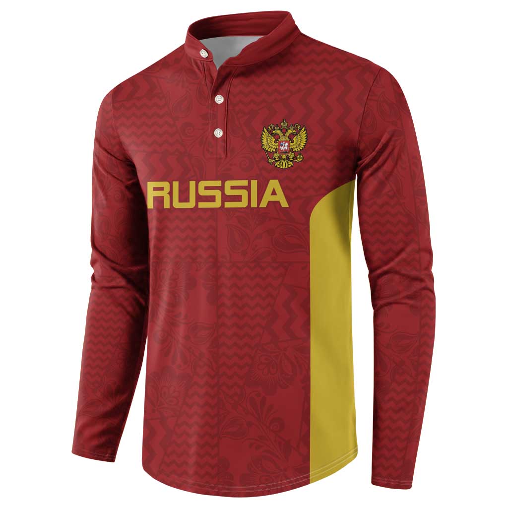 Custom Russia Football Button Sweatshirt Nashi Parni Khokhloma Style - Red - Wonder Print Shop