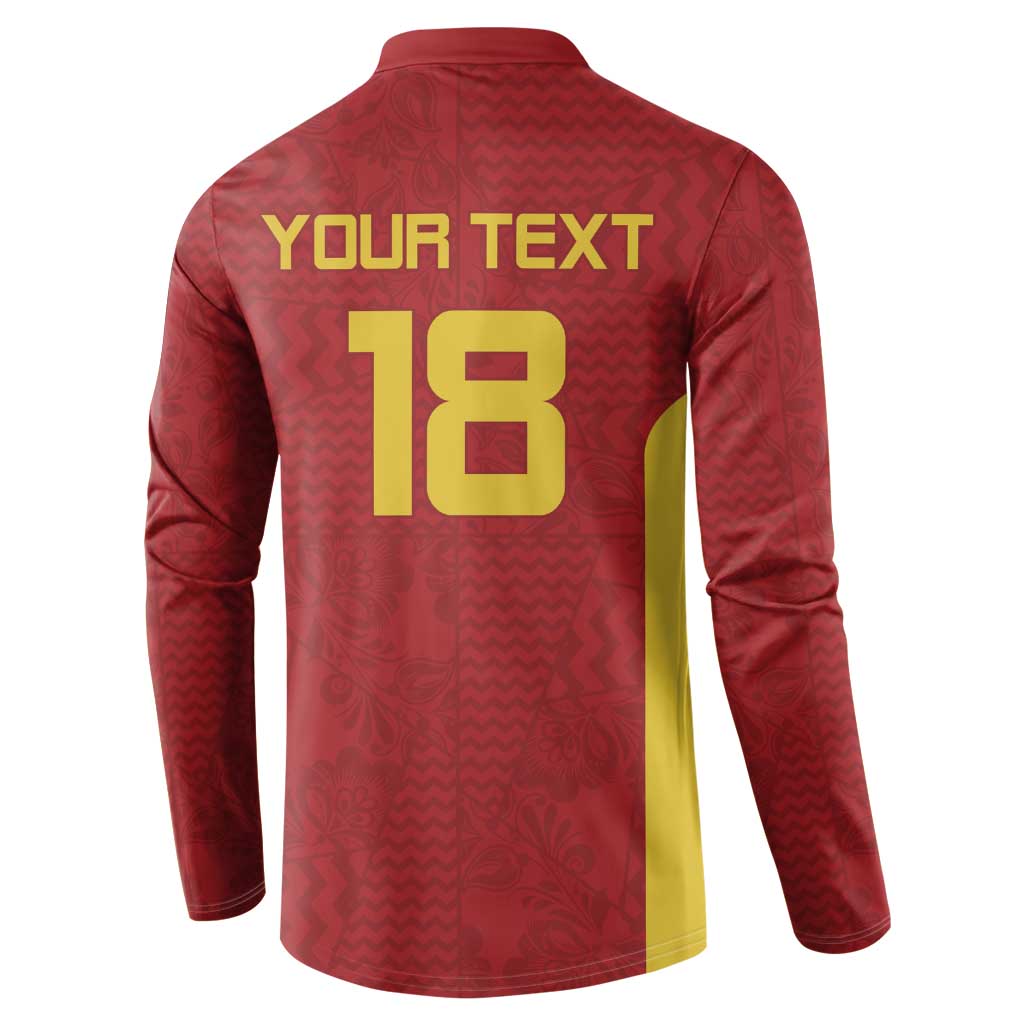 Custom Russia Football Button Sweatshirt Nashi Parni Khokhloma Style - Red - Wonder Print Shop