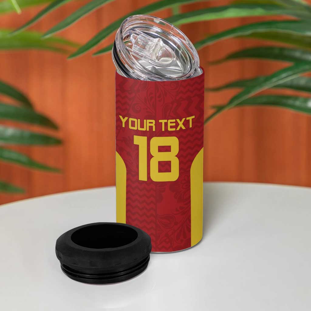 Custom Russia Football 4 in 1 Can Cooler Tumbler Nashi Parni Khokhloma Style - Red - Wonder Print Shop