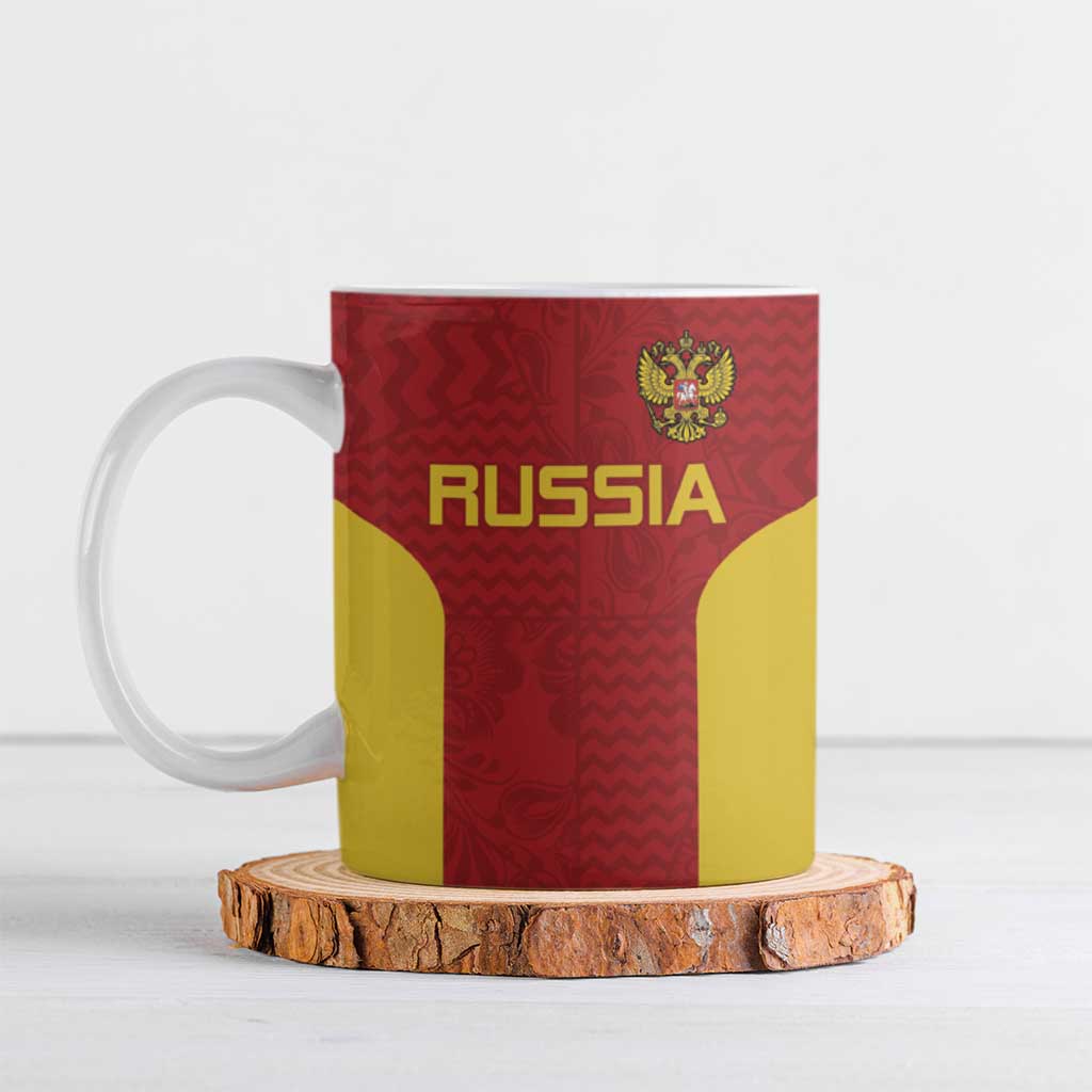 Custom Russia Football Ceramic Mug Nashi Parni Khokhloma Style - Red - Wonder Print Shop