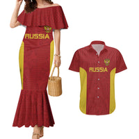 Custom Russia Football Couples Matching Mermaid Dress and Hawaiian Shirt Nashi Parni Khokhloma Style - Red - Wonder Print Shop