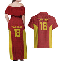Custom Russia Football Couples Matching Off Shoulder Maxi Dress and Hawaiian Shirt Nashi Parni Khokhloma Style - Red - Wonder Print Shop