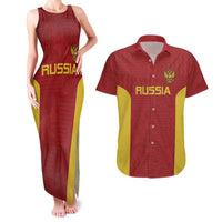 Custom Russia Football Couples Matching Tank Maxi Dress and Hawaiian Shirt Nashi Parni Khokhloma Style - Red - Wonder Print Shop