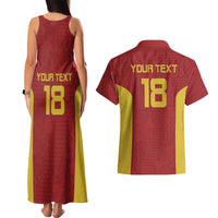 Custom Russia Football Couples Matching Tank Maxi Dress and Hawaiian Shirt Nashi Parni Khokhloma Style - Red - Wonder Print Shop
