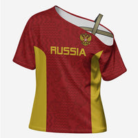 Custom Russia Football Cross Shoulder Shirt Nashi Parni Khokhloma Style - Red - Wonder Print Shop