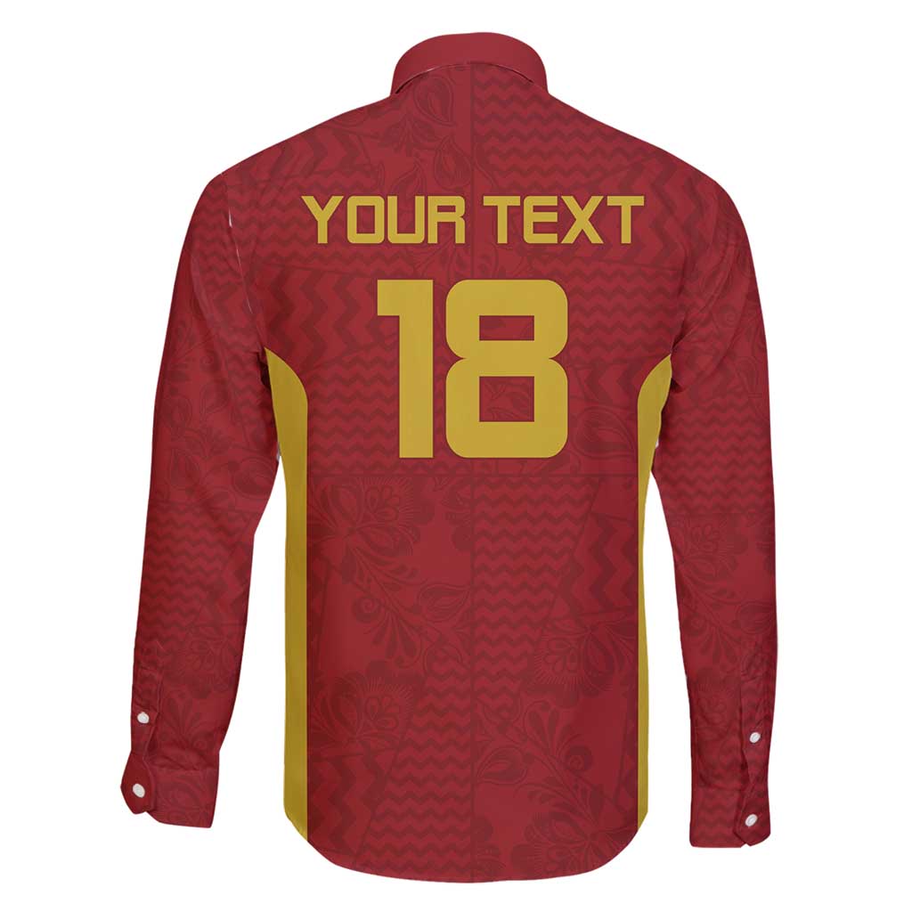 Custom Russia Football Family Matching Long Sleeve Bodycon Dress and Hawaiian Shirt Nashi Parni Khokhloma Style - Red - Wonder Print Shop