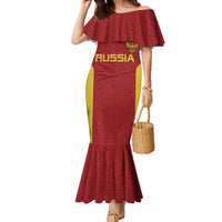 Custom Russia Football Family Matching Mermaid Dress and Hawaiian Shirt Nashi Parni Khokhloma Style - Red - Wonder Print Shop