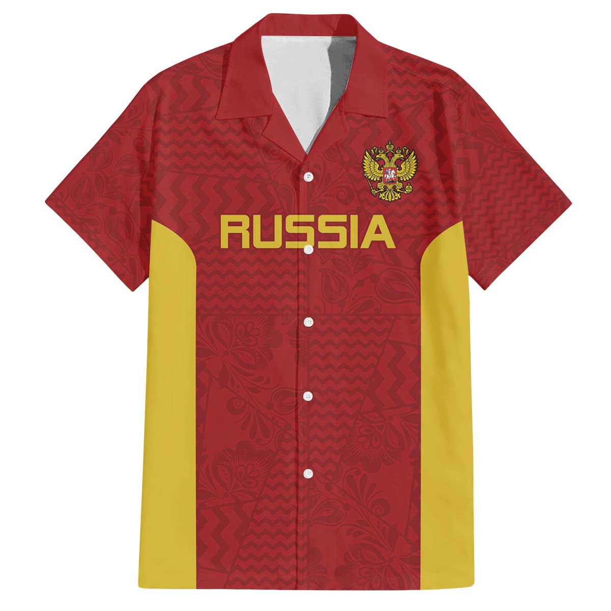 Custom Russia Football Family Matching Off The Shoulder Long Sleeve Dress and Hawaiian Shirt Nashi Parni Khokhloma Style - Red - Wonder Print Shop