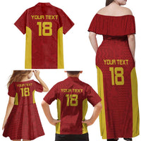 Custom Russia Football Family Matching Off Shoulder Maxi Dress and Hawaiian Shirt Nashi Parni Khokhloma Style - Red - Wonder Print Shop