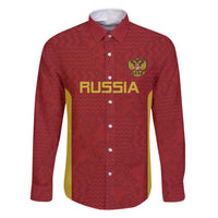 Custom Russia Football Family Matching Off Shoulder Short Dress and Hawaiian Shirt Nashi Parni Khokhloma Style - Red - Wonder Print Shop