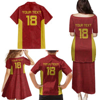 Custom Russia Football Family Matching Puletasi and Hawaiian Shirt Nashi Parni Khokhloma Style - Red - Wonder Print Shop