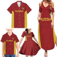 Custom Russia Football Family Matching Summer Maxi Dress and Hawaiian Shirt Nashi Parni Khokhloma Style - Red - Wonder Print Shop