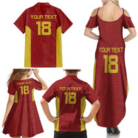 Custom Russia Football Family Matching Summer Maxi Dress and Hawaiian Shirt Nashi Parni Khokhloma Style - Red - Wonder Print Shop