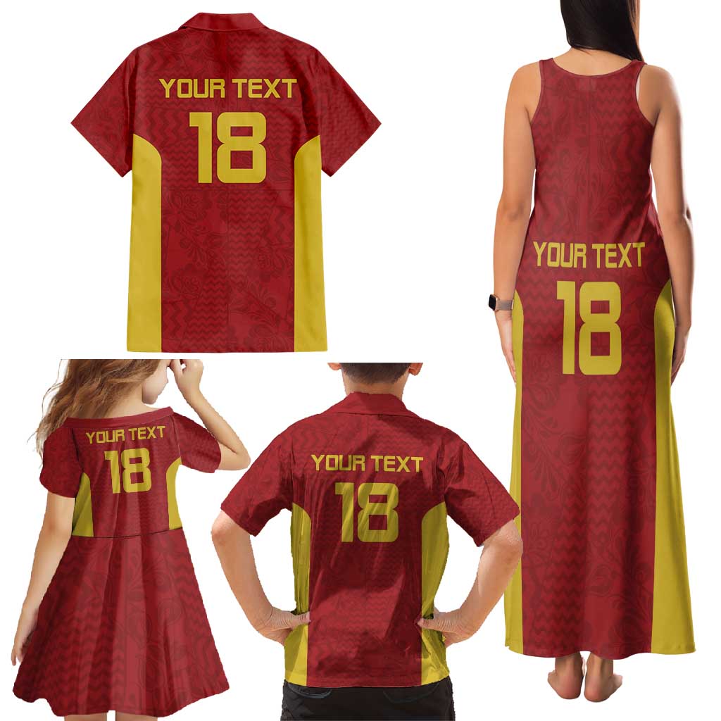 Custom Russia Football Family Matching Tank Maxi Dress and Hawaiian Shirt Nashi Parni Khokhloma Style - Red - Wonder Print Shop