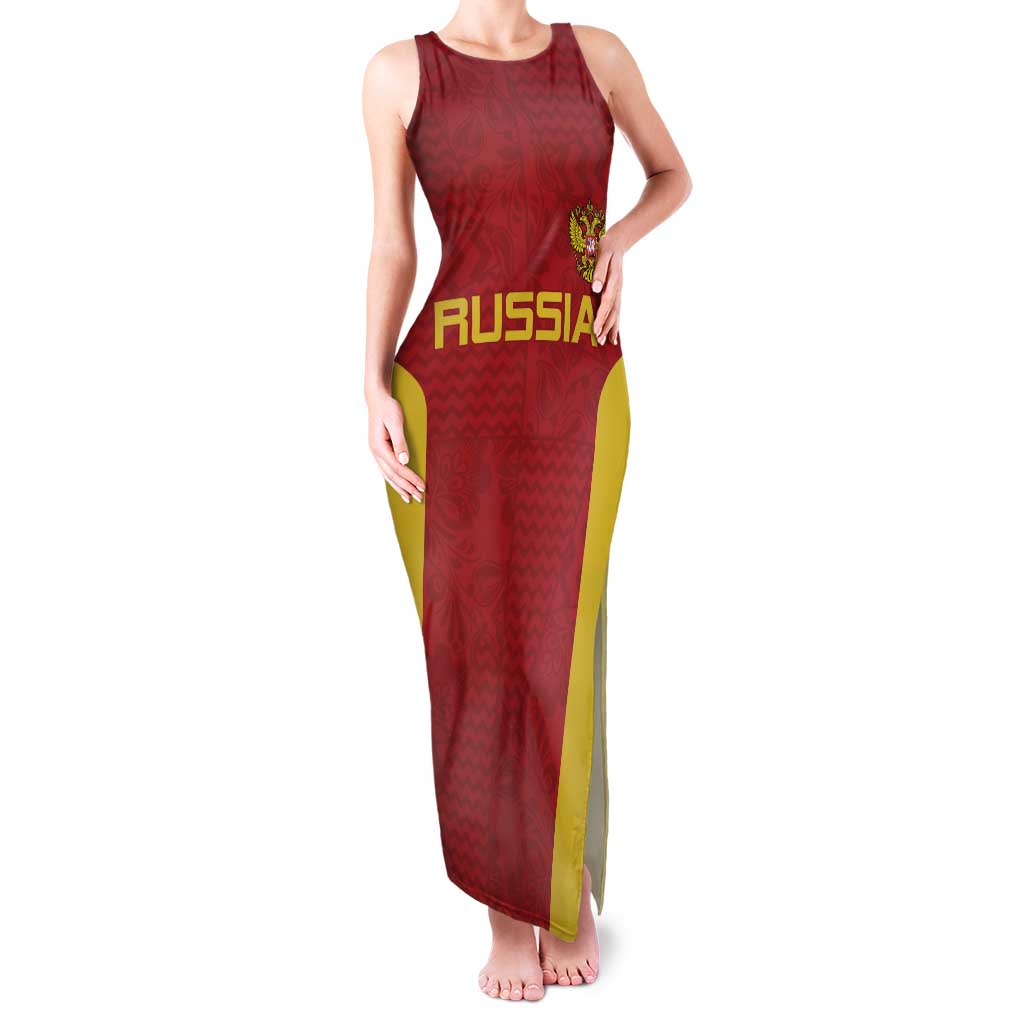 Custom Russia Football Family Matching Tank Maxi Dress and Hawaiian Shirt Nashi Parni Khokhloma Style - Red - Wonder Print Shop