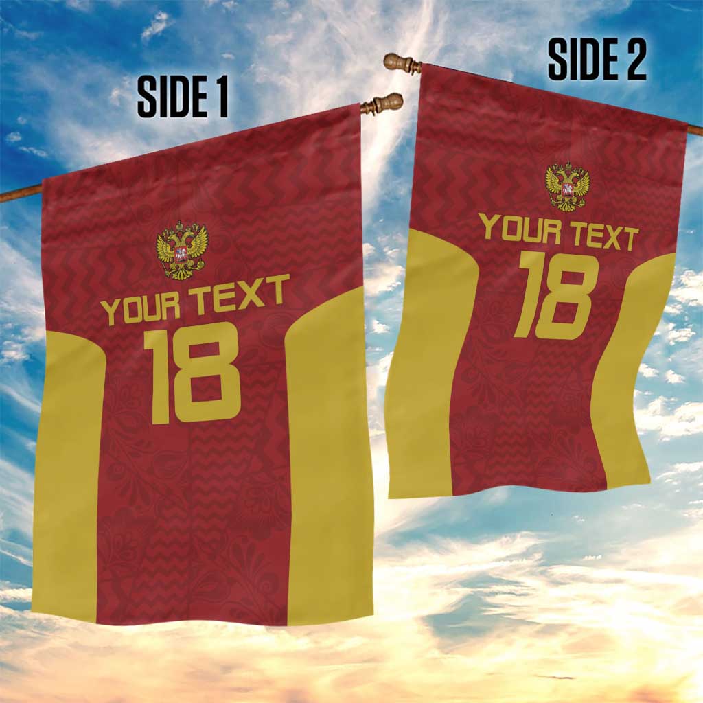 Custom Russia Football Garden Flag Nashi Parni Khokhloma Style - Red - Wonder Print Shop