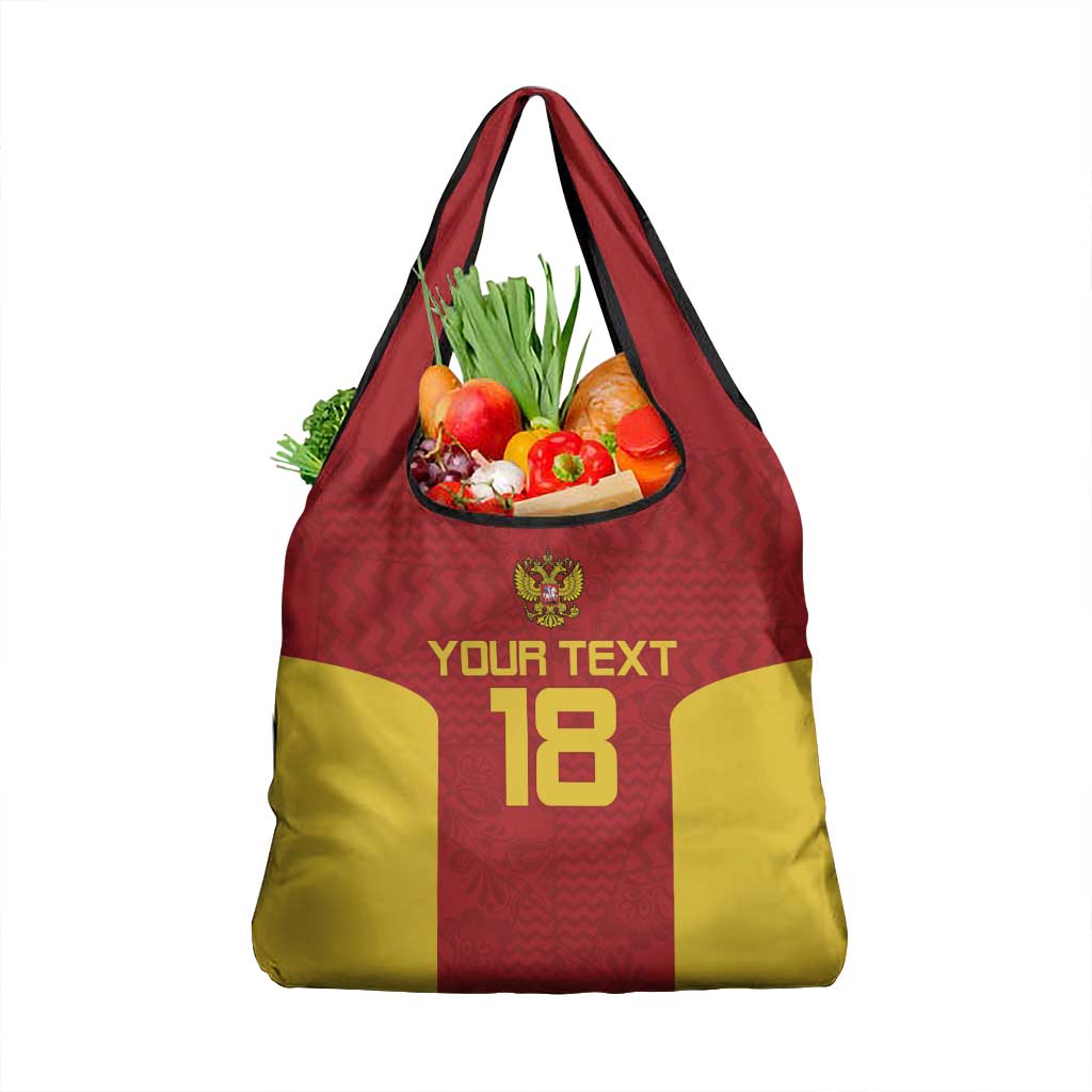 Custom Russia Football Grocery Bag Nashi Parni Khokhloma Style - Red - Wonder Print Shop