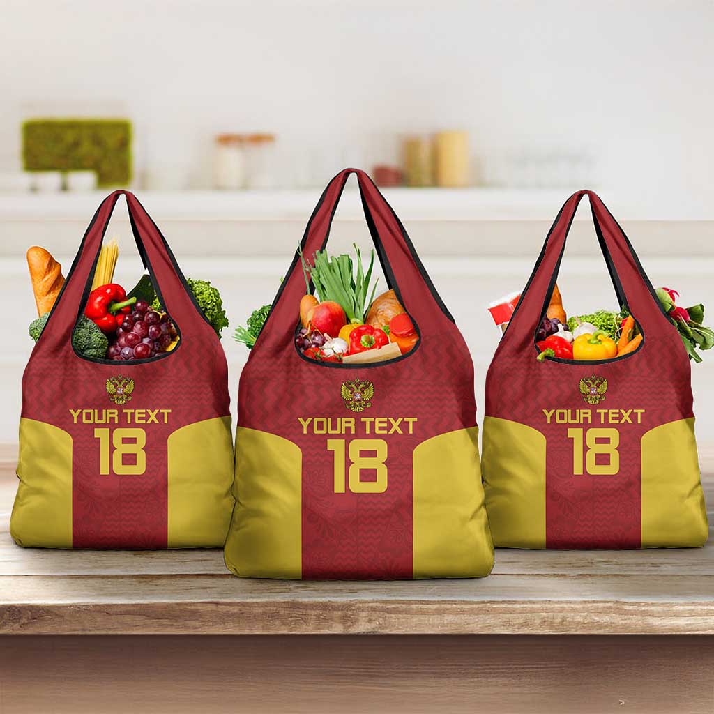 Custom Russia Football Grocery Bag Nashi Parni Khokhloma Style - Red - Wonder Print Shop