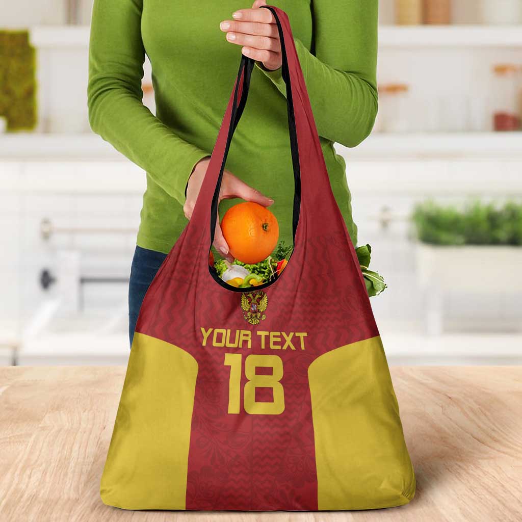 Custom Russia Football Grocery Bag Nashi Parni Khokhloma Style - Red - Wonder Print Shop