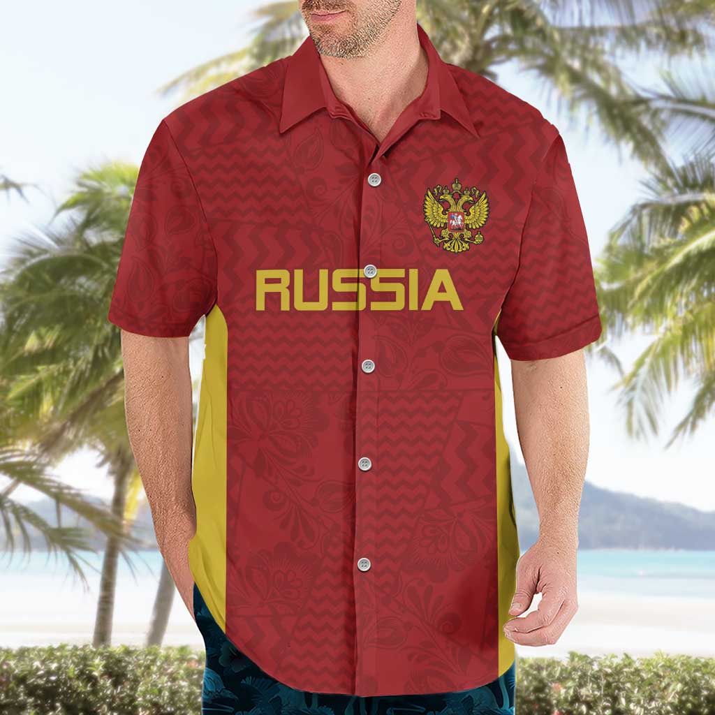 Custom Russia Football Hawaiian Shirt Nashi Parni Khokhloma Style - Red - Wonder Print Shop