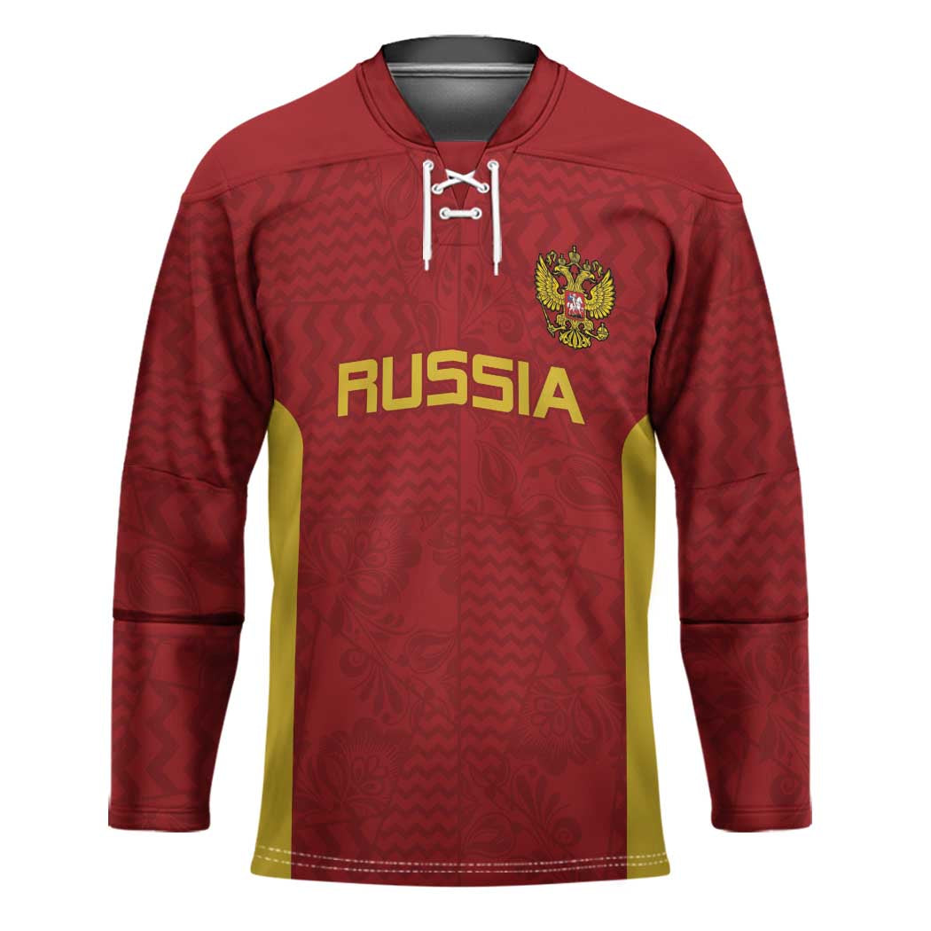 Custom Russia Football Hockey Jersey Nashi Parni Khokhloma Style - Red - Wonder Print Shop