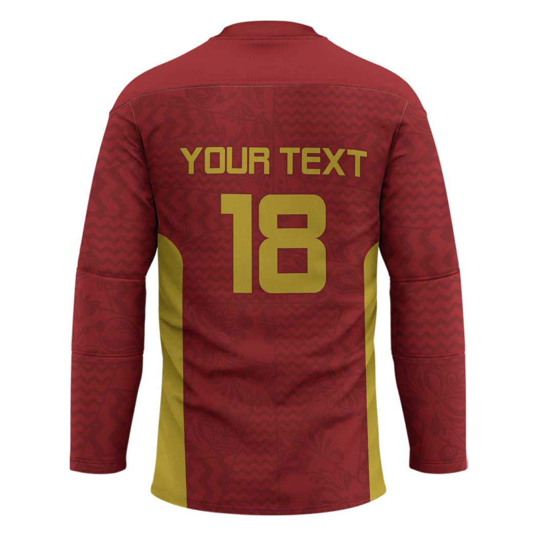 Custom Russia Football Hockey Jersey Nashi Parni Khokhloma Style - Red - Wonder Print Shop