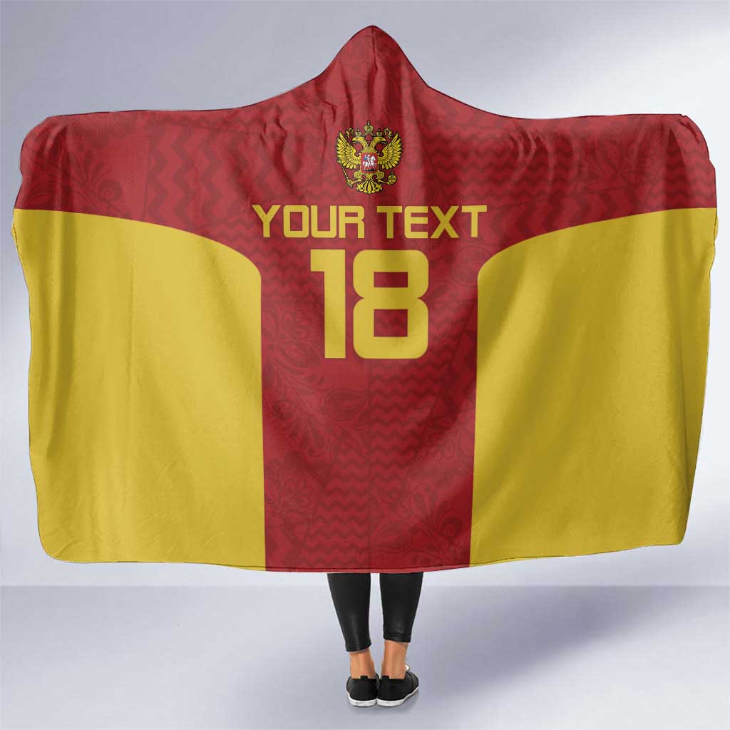 Custom Russia Football Hooded Blanket Nashi Parni Khokhloma Style - Red - Wonder Print Shop
