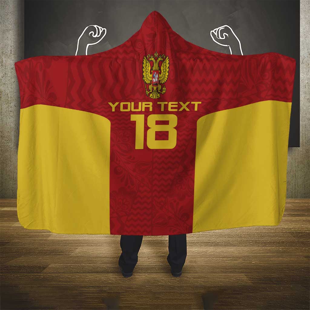 Custom Russia Football Hooded Blanket Nashi Parni Khokhloma Style - Red - Wonder Print Shop