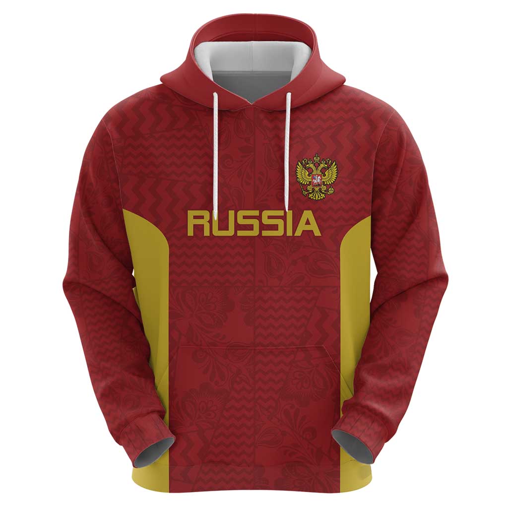 Custom Russia Football Hoodie Nashi Parni Khokhloma Style - Red - Wonder Print Shop