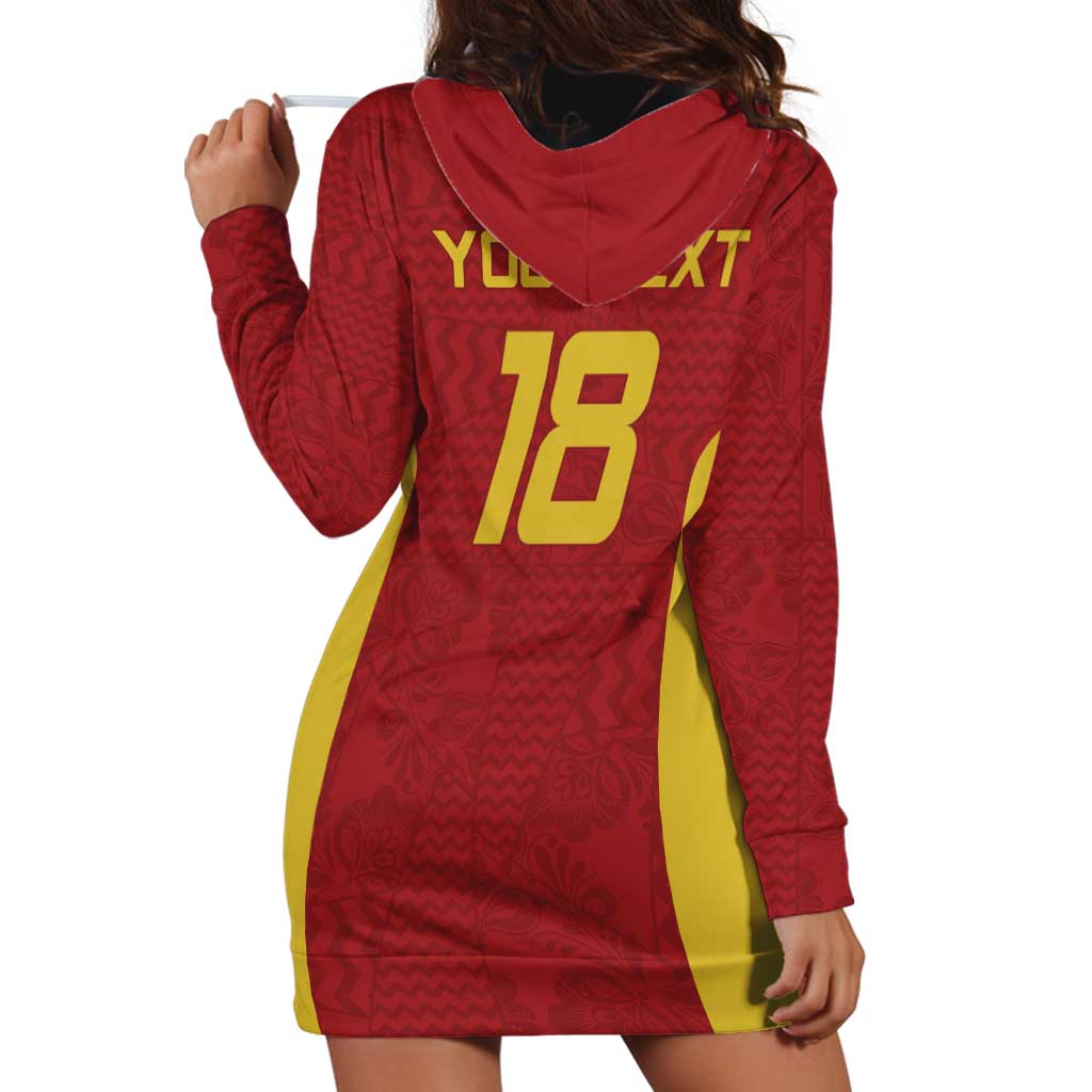 Custom Russia Football Hoodie Dress Nashi Parni Khokhloma Style - Red - Wonder Print Shop