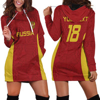 Custom Russia Football Hoodie Dress Nashi Parni Khokhloma Style - Red - Wonder Print Shop