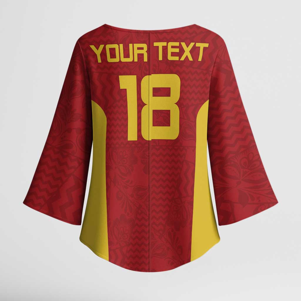 Custom Russia Football Kimono Sleeve Blouse Nashi Parni Khokhloma Style - Red - Wonder Print Shop