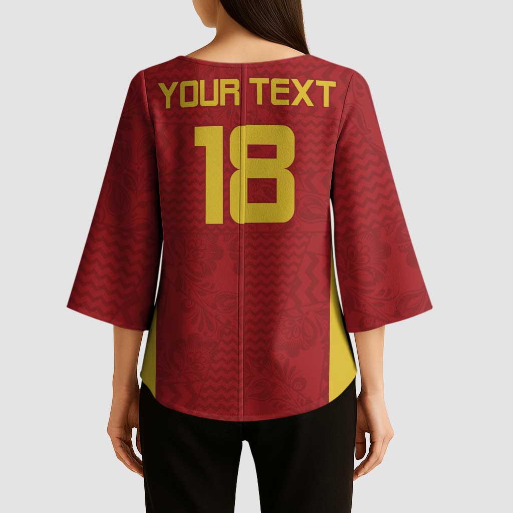 Custom Russia Football Kimono Sleeve Blouse Nashi Parni Khokhloma Style - Red - Wonder Print Shop