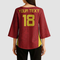 Custom Russia Football Kimono Sleeve Blouse Nashi Parni Khokhloma Style - Red - Wonder Print Shop