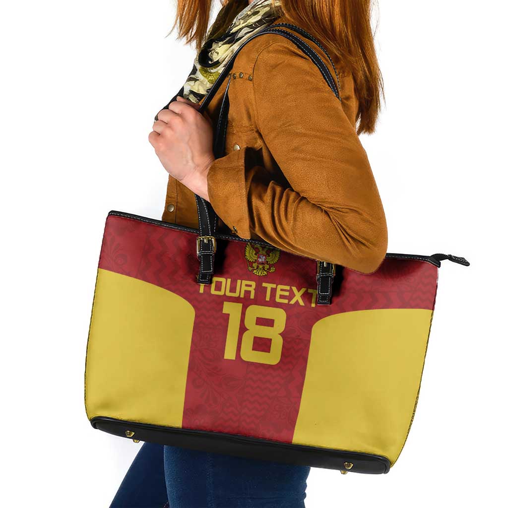 Custom Russia Football Leather Tote Bag Nashi Parni Khokhloma Style - Red - Wonder Print Shop