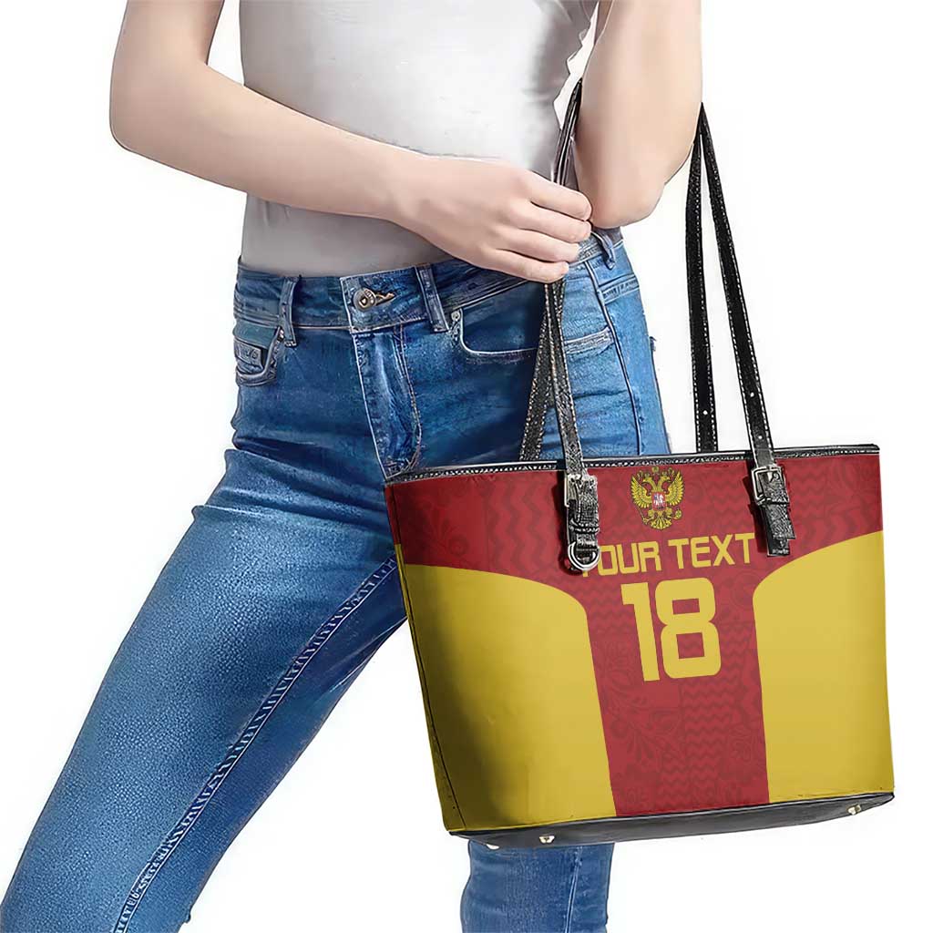 Custom Russia Football Leather Tote Bag Nashi Parni Khokhloma Style - Red - Wonder Print Shop