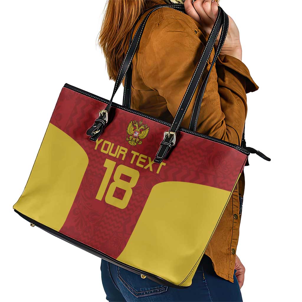 Custom Russia Football Leather Tote Bag Nashi Parni Khokhloma Style - Red - Wonder Print Shop