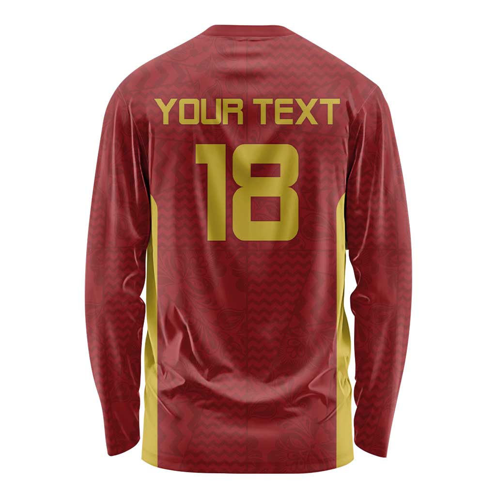Custom Russia Football Long Sleeve Shirt Nashi Parni Khokhloma Style - Red - Wonder Print Shop