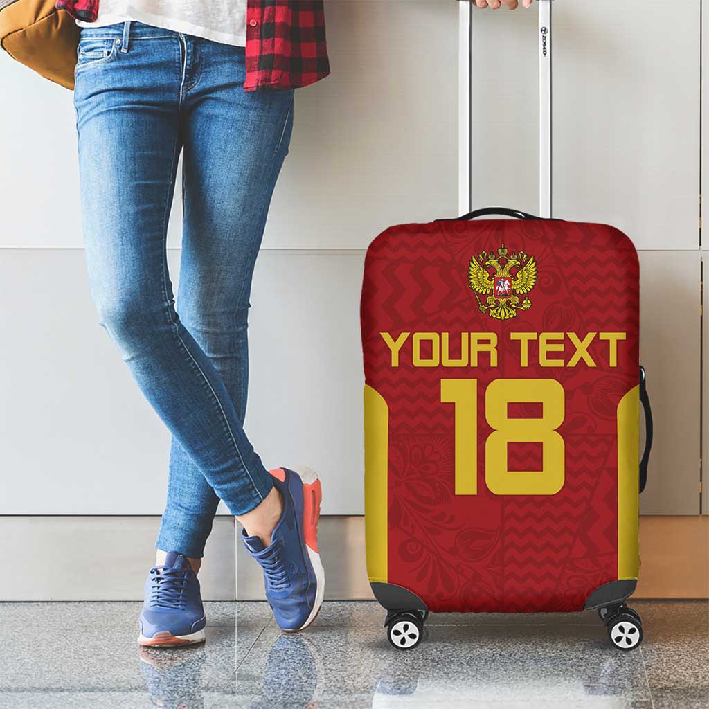 Custom Russia Football Luggage Cover Nashi Parni Khokhloma Style - Red - Wonder Print Shop