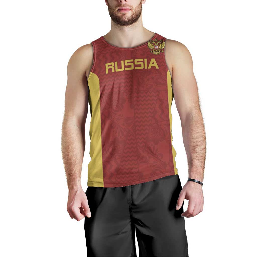 Custom Russia Football Men Tank Top Nashi Parni Khokhloma Style - Red - Wonder Print Shop