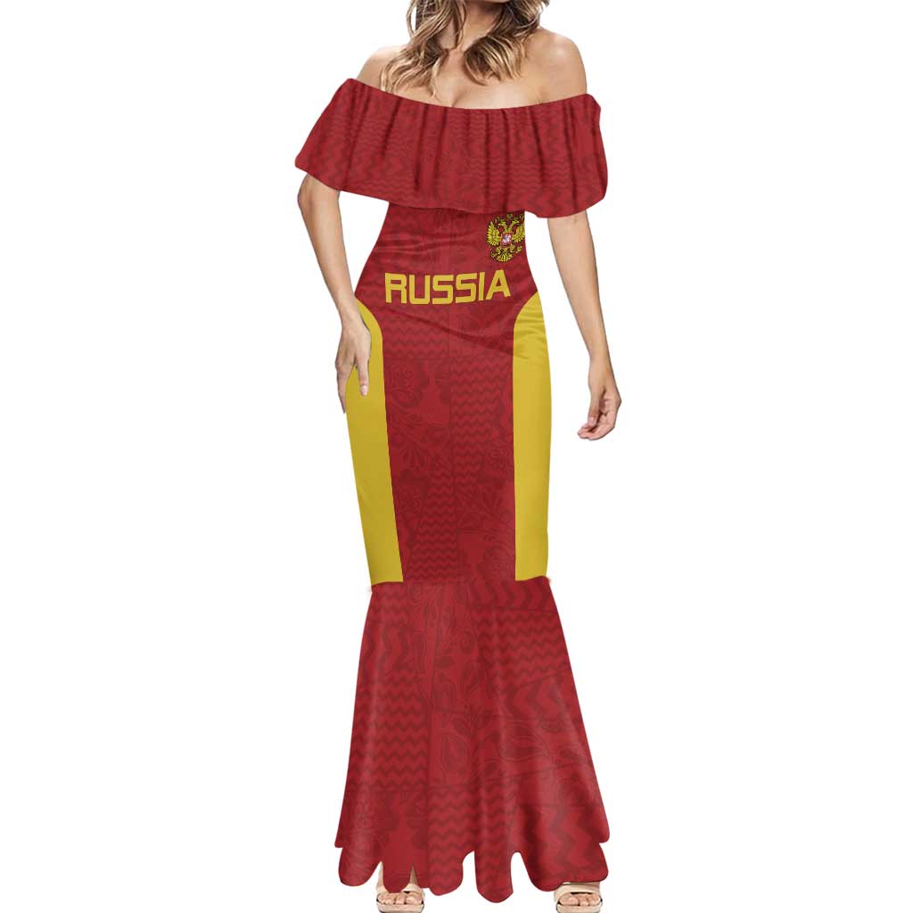 Custom Russia Football Mermaid Dress Nashi Parni Khokhloma Style - Red - Wonder Print Shop