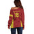 Custom Russia Football Off Shoulder Sweater Nashi Parni Khokhloma Style - Red - Wonder Print Shop